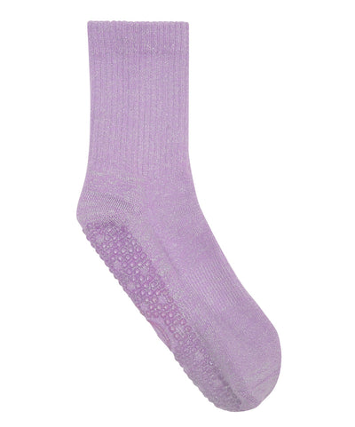 MoveActive | Crew Style Grippy Socks | Purple Ribbed Sparkle