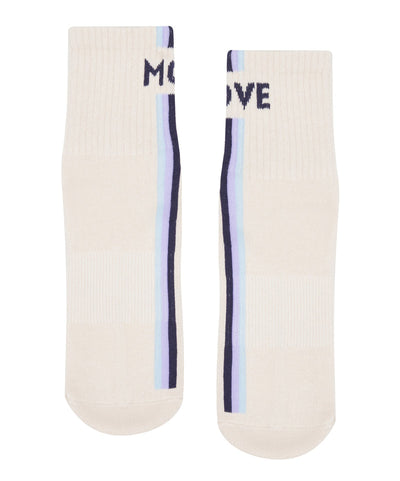 MoveActive | Crew Style Grippy Socks | Stellar Striped Milk