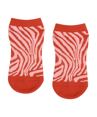 MoveActive I Low Rise Grippy Socks I Burnt Orange Zebra