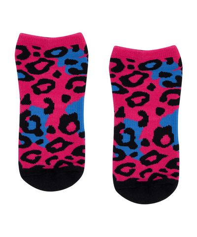 MoveActive | Low Rise Grippy Socks | Hot Pink Leopard