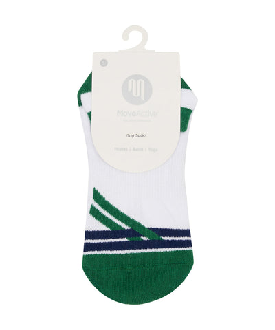 MoveActive I Low Rise Grippy Socks I Preppy Volley Ace - Green & Navy