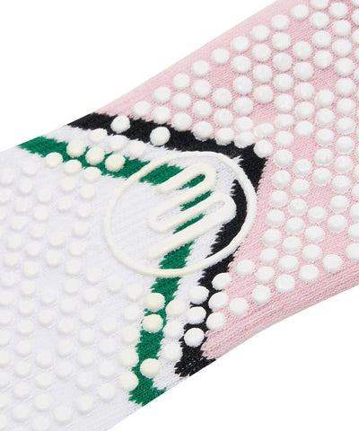MoveActive I Low Rise Grippy Socks I Preppy Volley Point - Green White & Pink
