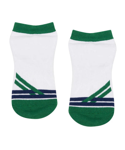 MoveActive I Low Rise Grippy Socks I Preppy Volley Ace - Green & Navy
